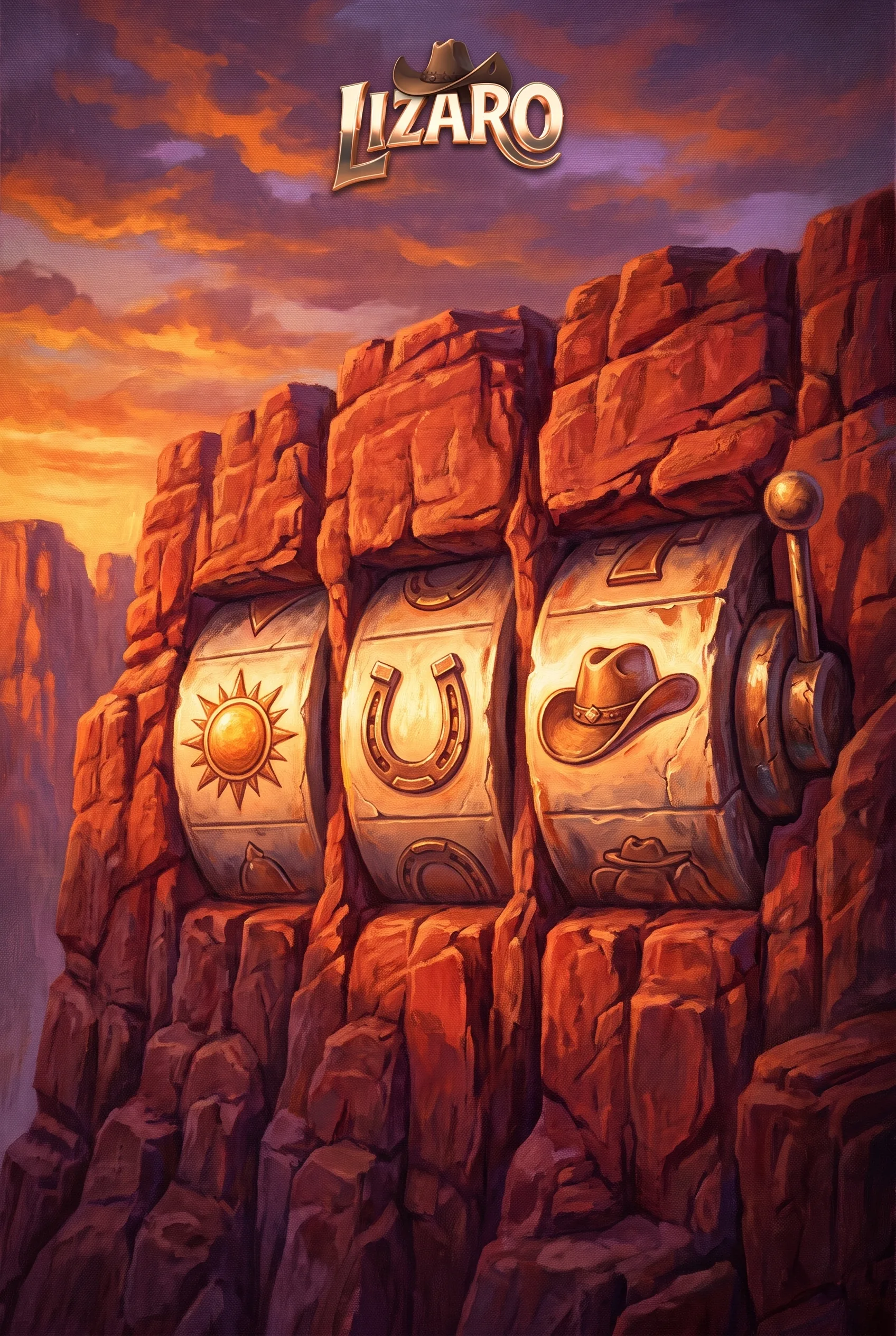 Slot-Automaten in einer Canyon-Landschaft bei Lizaro
